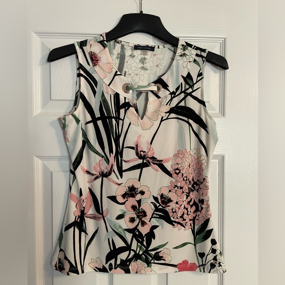 Tommy Hilfiger Floral Print Tank Top - Black, Pink, Green